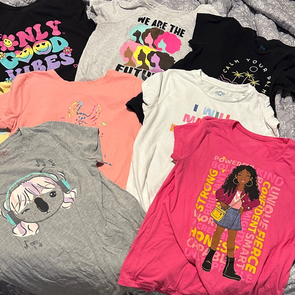 Vibrant Kids' Graphic Tees - Pink, Gray, Black